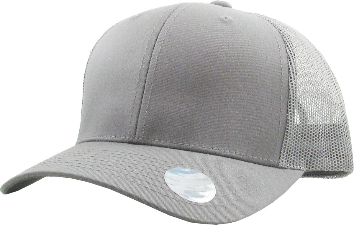 Light Gray Classic 6 Panel Trucker Mesh Snapback Front Side View